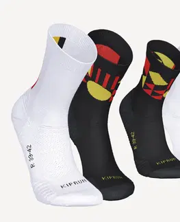ponožky Hrubé bežecké ponožky Run500 do polovice lýtka Belgicko súprava 2 párov