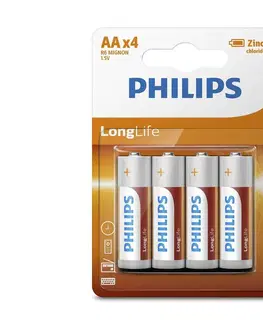 Predlžovacie káble Philips Philips R6L4B/10 - 4 ks Zinkochloridová batéria AA LONGLIFE 1,5V 900mAh 