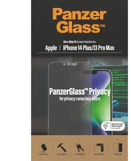 Ochranné fólie pre mobilné telefóny Ochranné sklo PanzerGlass UWF Privacy AB pre Apple iPhone 14 Plus13 Pro Max, čierne P2773