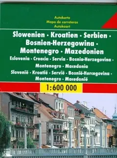 Do auta Slovinsko, Chorvátsko, Bosna, Srbsko, Čierna Hora mapa 1:600 000