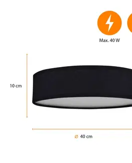 Stropné svietidlá Smartwares Stropné svetlo Stropný sen, Ø 40 cm, textil, čierna