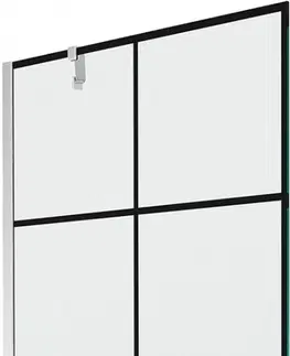 Sprchové dvere MEXEN/S - Next vaňová zástena FIX 100x150 cm, čierny dekor, chróm 895-100-000-00-77-01