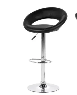 Barové stoličky Dkton Dizajnová barová stolička Navi, čierna a chrómová