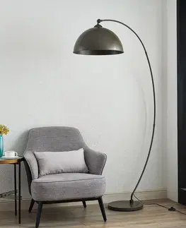 Stojacie lampy do obývačky Lindby Lindby Jonera oblúková stojacia lampa, oceľ, sivá