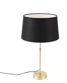 Stolove lampy Stolová lampa zlatá / mosadz s čiernym ľanovým tienidlom 35 cm - Parte