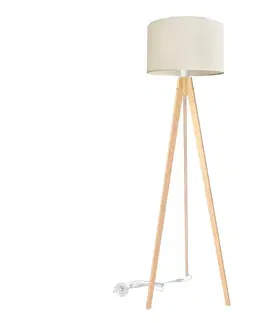 Lampy  Stojacia lampa ALBA 1xE27/60W/230V krémová/borovica 