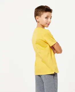 nohavice Detské bavlnené tričko horčicové