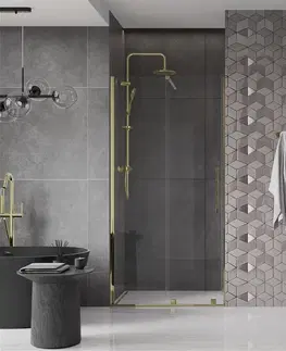 Sprchovacie kúty MEXEN/S - Velár posuvné sprchové dvere 120, transparent, zlatá 871-120-000-01-50
