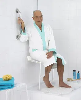 Kúpeľňa RIDDER - HANDICAP Sedátko do sprchy, sklopné s podperou, biele A0020301