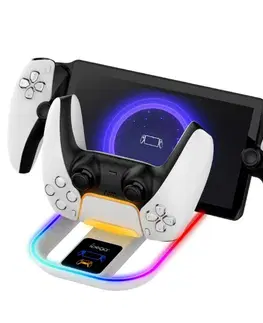 Gadgets iPega P5P11 nabíjacia stanica s RGB 2v1 pre Playstation Portal Remote Player a PS5 ovládač, biela 57983119470