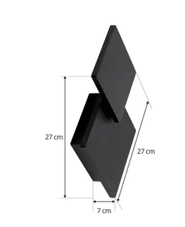 Nástenné svietidlá Lucande Nástenné svietidlo Lucande Elrik LED, dva prvky, hranaté, čierne
