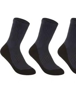bedminton Detské tenisové ponožky RS 500 vysoké 3 páry tmavomodré