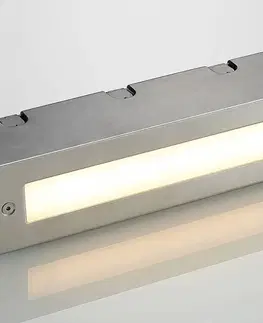 Vonkajšie zapustené svietidlá Lucande Nástenné svietidlo LED Roni, nerezová oceľ, 27 cm