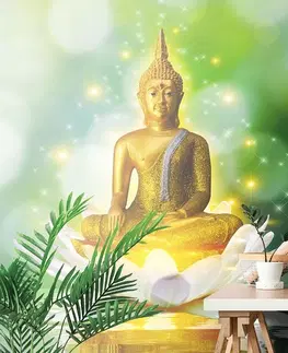 Samolepiace tapety Samolepiaca tapeta zlatý Budha na lotosovom kvete