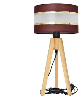 Lampy  Stolná lampa HELEN 1xE27/60W/230V hnedá/zlatá/borovica 