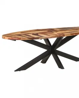 Jedálenské stoly Jedálenský stôl akácie / čierna Dekorhome 160x90x75 cm