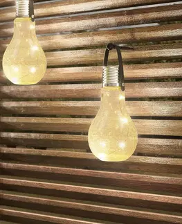 Solárne dekoračné osvetlenie Lindby Lindby Shams solárna LED lampa tvar hrušky, 3 kusy