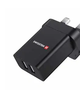 Nabíjačky pre mobilné telefóny Sieťový Adaptér Swissten 2x USB 10,5W pre UK, čierny 22045200