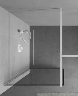 Sprchové dvere MEXEN/S - Kioto Sprchová zástena Walk-in 140 x 90 cm, čierny vzor, biela 800-140-202-20-70-090