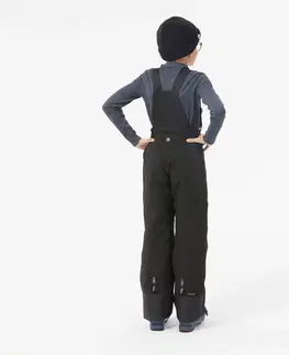 nohavice Detské hrejivé a nepremokavé lyžiarske nohavice PNF 900 čierne