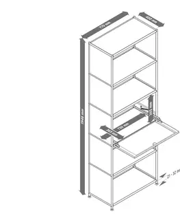 Bookcases & Standing Shelves Vysoký kovový regál »CN3« s výklopnou priehradkou, čierny