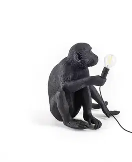 Vonkajšie dekoratívne svietidlá SELETTI Terasové LED svietidlo Monkey Lamp sediace čierna