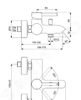 Kúpeľňové batérie IDEAL STANDARD - CeraLine Vaňová nástenná batéria, čierna BC199XG