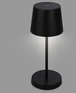 Vonkajšie osvetlenie terasy Briloner Stolná LED lampa Piha s dobíjacou batériou, čierna