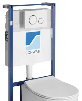 Záchody SAPHO - Závesné WC SENTIMENTI Rimless s podomietkovou nádržkou a tlačidlom Schwab, biela 10AR02010SV-SET5