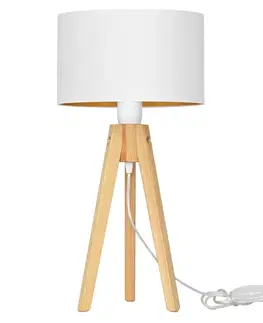 Lampy  Stolná lampa ALBA 1xE27/60W/230V biela/zlatá/borovica 