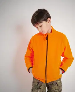 mikiny Detská hrejivá poľovnícka fleecová mikina 100 oranžová reflexná