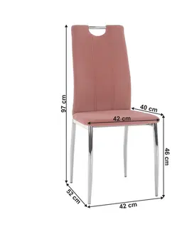 Stoličky Jedálenská stolička, ružová Velvet látka/chróm, OLIVA NEW