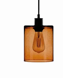 Závesné svietidlá Solbika Lighting Závesné svietidlo Soda s jantárovým skleneným tienidlom Ø 15 cm