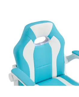 Kancelárske kreslá Otočná stolička s podnožou, modrá/biela, RAMIL