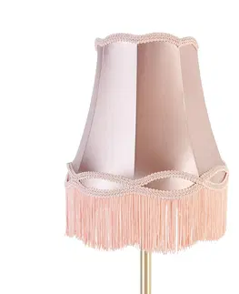 Stolove lampy Klasická stolná lampa mosadzná s tienidlom Granny ružová 30 cm - Simplo