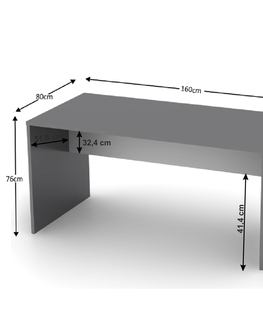 Písacie a pracovné stoly KONDELA Rioma New Typ 16 písací stôl grafit / biela