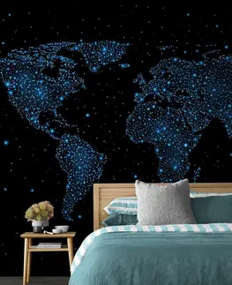 Samolepiace tapety Samolepiaca tapeta mapa sveta s nočnou oblohou
