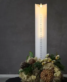 LED sviečky Sirius LED sviečka Sara Calendar biela/striebro V 29 cm