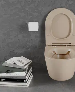 Záchody MEXEN - Lena Závesná WC misa Rimless vrátane sedátka s slow, Duroplast, cappuccino mat 30224064