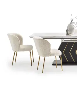 Jedálenské stoly HALMAR Vincenzo rozkladací jedálenský stôl biely mramor / čierna / zlatá