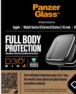 Príslušenstvo k wearables Tvrdené sklo Full Body D3O PanzerGlass pre Apple Watch 9, 8, 7 45 mm, čierna