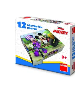 Obrázkové kocky Dino Toys Drevené kocky Mickey a Minnie 12 Dino
