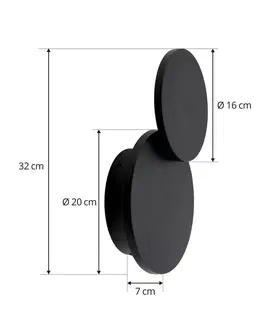 Nástenné svietidlá Lucande Nástenné svietidlo Lucande Elrik LED, dvojdielne, okrúhle, čierne