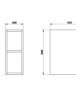 Kúpeľňa SAPHO - ODETTA skrinka spodná policová 20x50x43,5cm, dub strieborný DT200-1111