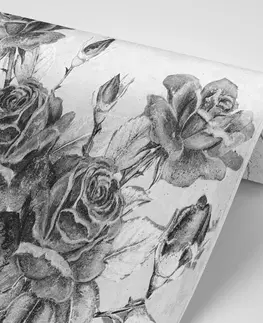 Samolepiace tapety Samolepiaca tapeta čiernobiela vintage kytica ruží