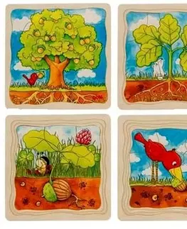 Drevené hračky Goki Drevené viacvrstvové puzzle Ako rastie strom