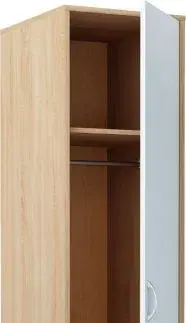 Šatníkové skrine VILMA 1D 1-dverová skriňa s vešiakovou tyčou, dub sonoma/biela