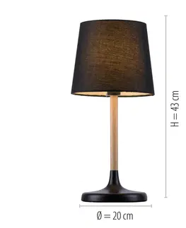 Lampy na nočný stolík JUST LIGHT. Stolová lampa Nima s látkovým tienidlom, čierna