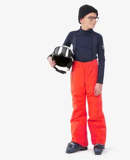 nohavice Detské hrejivé a nepremokavé lyžiarske nohavice PNF 900 červené