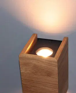Nástenné svietidlá FISCHER & HONSEL LED svietidlo Shine-Wood dub 2 x GU10 10 x 18 cm